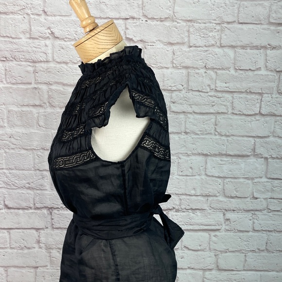 Frame Lace Inset Ruffle Black Mini Dress Size Small - Picture 6 of 6